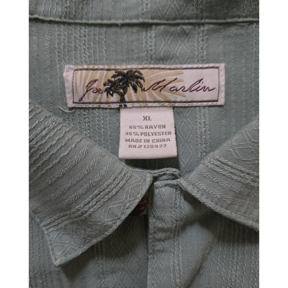 Joe Marlin‎ Shirt Mens XL Green Rayon Short Sleeve Collared Button Down - Picture 5 of 9